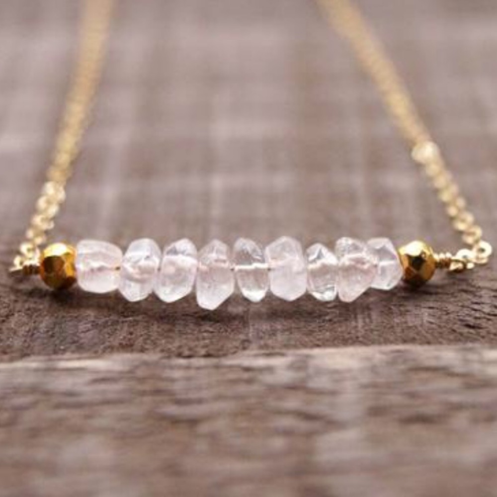 Rose Quartz Bar Necklace